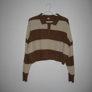 Simons Brown and Cream Striped Sweatshirt